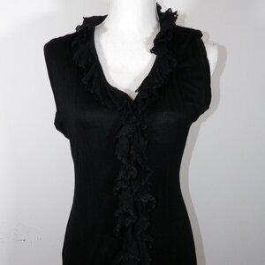 Women's Black Ruffled Lacey Knit Top